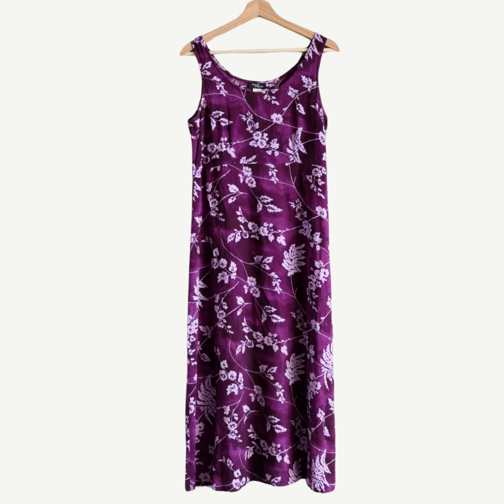 vintage purple floral maxi dress - size 10
